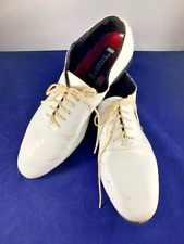 Zapatos de esmoquin blancos para hombre 14M vestido formal imitación charol boda graduación segunda mano  Embacar hacia Argentina