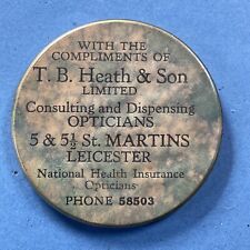 Used, Antique Vintage Leicester Optician Celluloid Advertising Pocket Mirror for sale  Shipping to South Africa