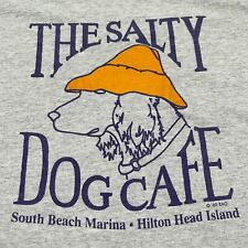 Camisa masculina vintage Salty Dog Cafe XXL cinza feita nos EUA 80s ponto único Carolina do Sul comprar usado  Enviando para Brazil