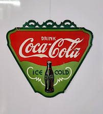 Letrero de esmalte de porcelana de doble cara helado de bebida Coca-Cola de colección (241⁄2"" x 22") segunda mano  Embacar hacia Argentina