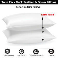 Pillows Duck Feathers & Down Antiallergenic Hotel Quality Extra Filled Pack of 2 for sale  Shipping to South Africa