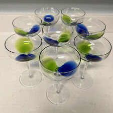 Color Splash Azul y Verde Cóctel Champagne Arte Vidrio Cristal Set 8 Vasos segunda mano  Embacar hacia Argentina