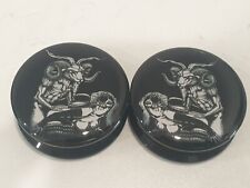 Used, Pair Faun Satyr Half Man Half Goat Lust Ear Plugs Flesh Tunnel Stretcher 6-30mm for sale  Shipping to South Africa