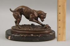 Antique 19thc Antoine Louis Barye French Dog & Rat Bronze & Marble Sculpture NR, used for sale  Shipping to South Africa