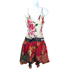 Mini vestido Desigual slip fit flare floral estampa multimídia babado crochê 38  comprar usado  Enviando para Brazil