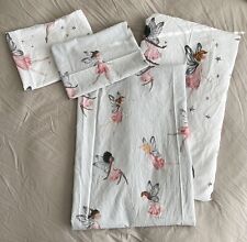 X2 Next Girl Reversible Grey White Fairy Print Toddler Cot Bed Duvet Pillowcases for sale  Shipping to South Africa