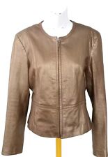 Marks & Spencer Gold Leather Zip Up Collarless Jacket UK Size 16, used for sale  Shipping to South Africa