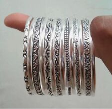 Conjunto de 14 pulseiras femininas empilháveis feitas à mão prata 925 maciça ST41, usado comprar usado  Enviando para Brazil