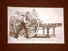 Incisione del 1875 Albori della tipografia Macchina a movimento diretto Express usato  Villarosa