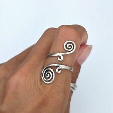 Anel de prata esterlina duplo redemoinho laço espiral design alongado 925 comprar usado  Enviando para Brazil