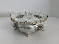 VINTAGE PORCELAIN DIAMOND SHAPED TRINKET BOWL OR CANDY DISH W/RUFFLED LID, used for sale  Shipping to South Africa