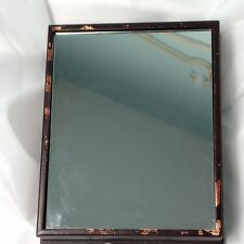 Aged Small Brown Resin Faux Wood Framed Square Wall Mirror 8.5" x 6.75" x 1.5" for sale  Shipping to South Africa