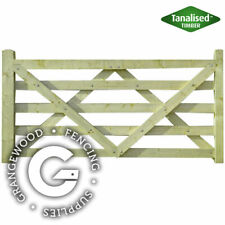 Used, 5 Bar Wooden Field Style Driveway Gates - Pressure Treated Tanalised Green for sale  Shipping to Ireland