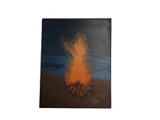 11"x14" Acrylic Painting Fire By The Lake Night Scene for sale  Shipping to Canada