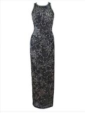 oleg cassini black tie dress Size 8 100% Silk Beaded Black And Gold Vintage Gown for sale  Shipping to South Africa