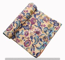 Colcha Kantha reversível feita à mão com estampa floral colcha dupla cobertor de algodão comprar usado  Enviando para Brazil