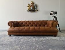 204. TETRAD DRUMMOND TAN BROWN LEATHER 3 SEATER CHESTERFIELD SOFA 🚚 🇬🇧 for sale  ROTHERHAM