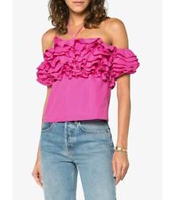 Blusa com babados Rosie Assoulin rosa cha cha fora do ombro tamanho 4 US$ 1.395,00 comprar usado  Enviando para Brazil