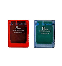 Lot of  (2) Sony Playstation 2 PS2 OEM MagicGate Red and Blue 8mb Memory Card!. for sale  Shipping to South Africa
