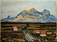 Pintura al óleo soviética ucraniana URSS paisaje postimpresionismo pueblo montañas segunda mano  Embacar hacia Argentina