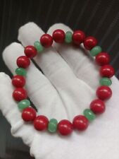 Pulseira de coral tibetano vermelho 10 mm com pedra preciosa de jade facetada unissex 7,5" comprar usado  Enviando para Brazil