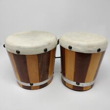 Tambores bongo antigos vintage madeira com pele de couro esticado com tachas comprar usado  Enviando para Brazil