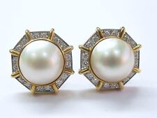 18Kt Mabe Pearl Diamond Circular Earrings Yellow Gold 1.60CT, usado segunda mano  Embacar hacia Argentina