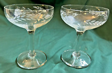 Set Of 2 VTG Etched Floral Champagne Coupes for sale  Shipping to South Africa