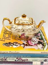 Vintage Sadler Cube Shaped Crinoline Lady Teapot, Gold Gilt, 4 cups for sale  Shipping to South Africa