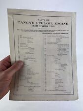 PARTS LIST FOR TANGYE FUEL-OIL ENGINE~LAMP STARTING TYPE~CORNWALL WORKS/B'HAM, used for sale  Shipping to South Africa