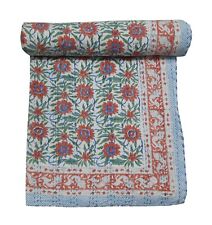 Hand Block Print Indian Cotton Kantha Quilt Handmade Stitching Bedspread Throw for sale  Shipping to South Africa