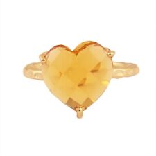 Used, Citrine Quartz Heart Chekar Cut Gold Plated Prong Set Adjustable Ring Gemstone for sale  Shipping to South Africa