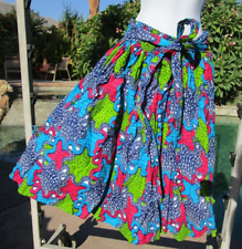 NEW full skirt African print O/S smocked waist multicolor midi 30" long for sale  Shipping to South Africa