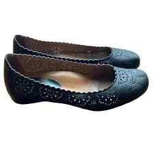 Earthies Bindi Scalloped Eyelet Ballet Flats Shoes Black Leather Women's 7  for sale  Shipping to South Africa