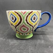 Dutch Wax Handpainted Footed Cup Mug Embossed Geometric Pattern Coastline Import for sale  Shipping to Canada