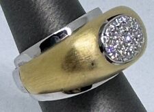 Designer 18K Brushed & Polished White & Yellow Gold diamond ring size 6 for sale  Shipping to South Africa