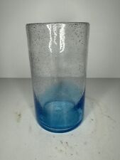 Vaso de burbujas soplado a mano azul desvanecido a blanco vidrio burbuja segunda mano  Embacar hacia Argentina