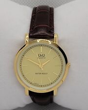 Vestido feminino QQ tom dourado mostrador dourado pulseira de couro marrom relógio analógico K5 comprar usado  Enviando para Brazil