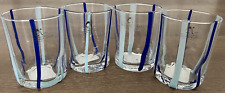 Set of 4 - Alessandro Coppola Cobalt & Baby Blue Stripe Cocktail Glasses for sale  Shipping to South Africa