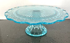 Vintage Light Blue Glass Cake Stand 9" Diameter Shelf418 for sale  Shipping to South Africa