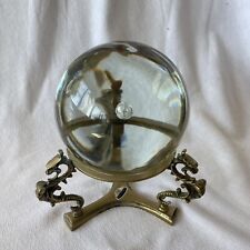 Used, Crystal Ball Solid Clear Large Glass Sphere Globe on Brass Stand Gazing Ball for sale  Shipping to South Africa