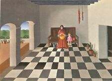 "On the terrace, by Utaw" Modern Spanish  naive (naif) painting postcard segunda mano  Embacar hacia Argentina