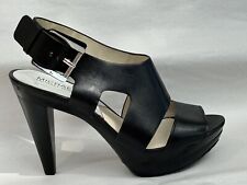 Michael Kors Carla Platform Heels Open Toe Sandal Leather Black 8 M for sale  Shipping to South Africa