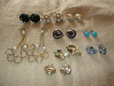 Antique to vintage lot of 9 clip on ear rings, used for sale  Shipping to South Africa