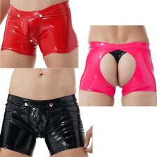 Usado, Shorts masculino Wetlook PVC couro cuecas boxer botão virilha bolsa bojo calcinha  comprar usado  Enviando para Brazil