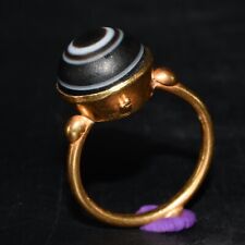 Ancient Medieval Gold Ring with Agate Goat Eye Stone Lukmik Bezel 7th Century AD, used for sale  Shipping to South Africa