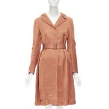 DRIES VAN NOTEN orange ramie rayon elasticated ruched hem belted trench coat S for sale  Shipping to South Africa