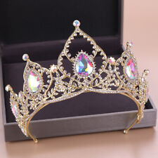 Coroa de tiara de formatura rainha noiva princesa casamento cristal AB ouro adulto 8 cm de altura comprar usado  Enviando para Brazil