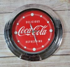 Reloj de cuarzo retro rojo cromado Coca-Cola - delicioso refrescante FUNCIONA segunda mano  Embacar hacia Mexico