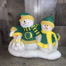 Used, Vintage Christmas Oregon Ducks Snowman Family 12x16” Mantel / Table Plush Decor for sale  Shipping to South Africa
